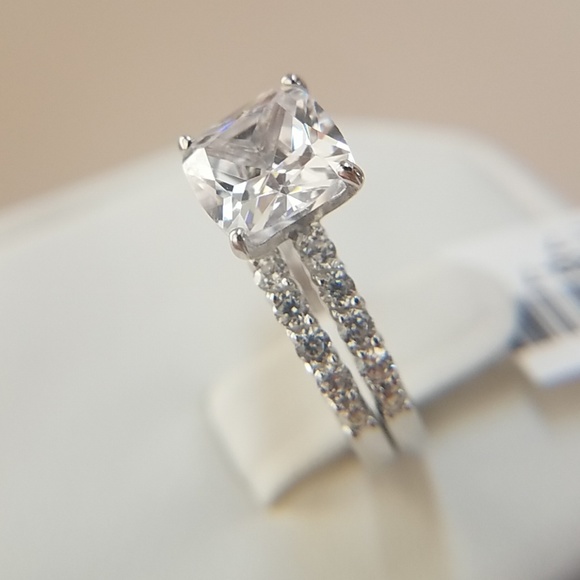 2ct Cushion cut Engagement Ring Wedding Band 2pc - Picture 8 of 9